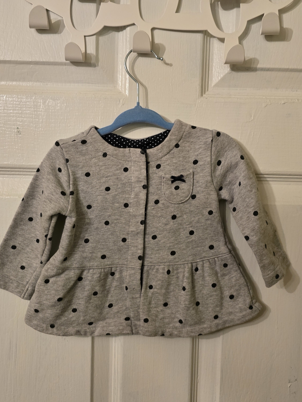 Carter's Gray Polka Dot Peplum Top with Blue Dots
